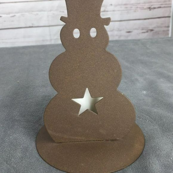 Vintage Primitive Tin Star Snowman With Candle Tabletop Christmas‎ Decoration - Picture 9 of 11